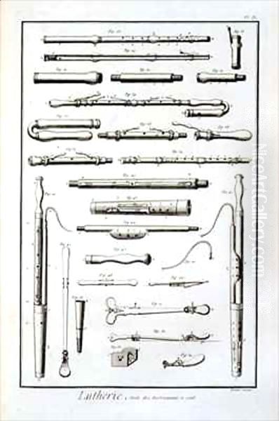 Plate IX, Wind instruments from the Encyclopedia of Denis Diderot (1713-84) and Jean le Rond d'Alembert (1717-83) Oil Painting by Robert Benard