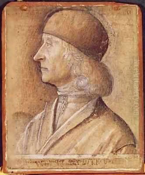 Portrait of Giovanni Bellini (1430-1516) formerly attributed to Carpaccio Oil Painting by Vittore Belliniano