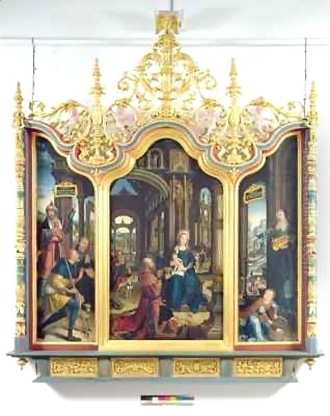 Triptych of the Adoration of the Infant Christ Oil Painting by Jean Bellegambe the Elder