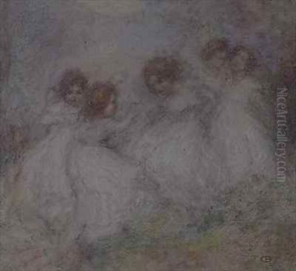 Five Little Girls Oil Painting by Ernest Charles de Belle