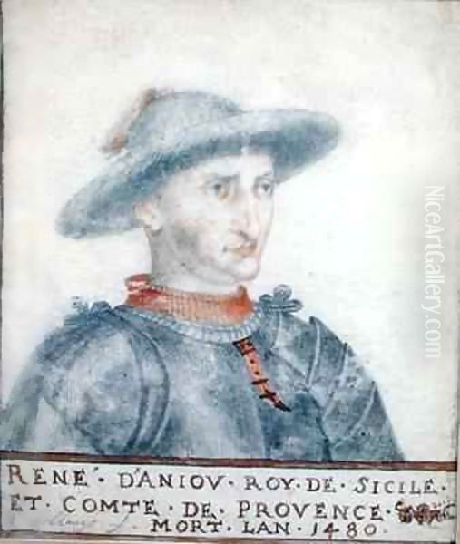 Portrait of Rene I (1409-80) Duke of Anjou Oil Painting by Thierry Bellange