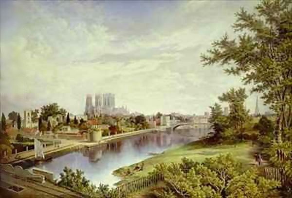 York from Scarborough Railway Bridge Oil Painting by John Bell