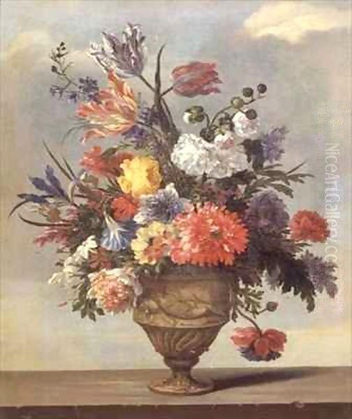 A Still Life of Flowers Oil Painting by Jean Baptiste Belin de Fontenay