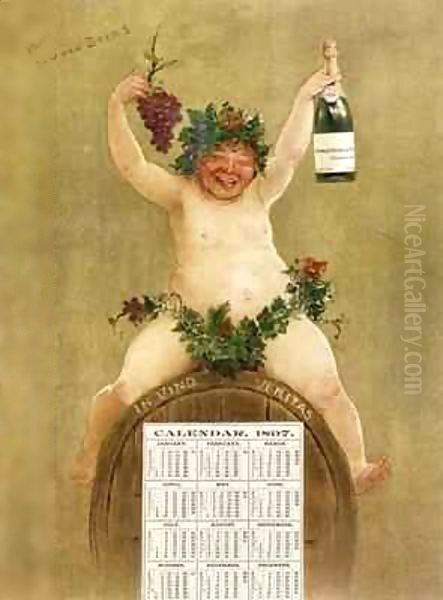 Promotional Calendar for Pfungst Freres Champagne Oil Painting by Jan van Beers