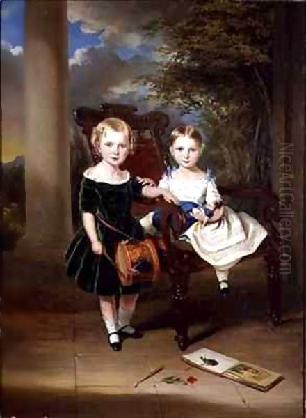 Portrait of two children called Herbert and Rose Oil Painting by George Duncan Beechy