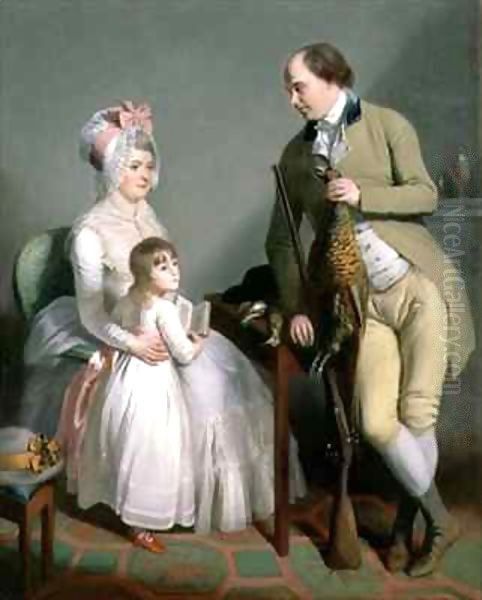 Mr and Mrs Custance of Norwich and their Daughter Frances Oil Painting by Sir William Beechey