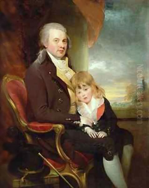 Edward George Lind and his Son, Montague Oil Painting by Sir William Beechey