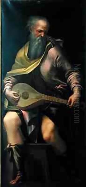 Lute player Oil Painting by Girolamo Mazzola Bedoli