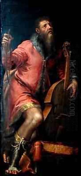 Cellist Oil Painting by Girolamo Mazzola Bedoli