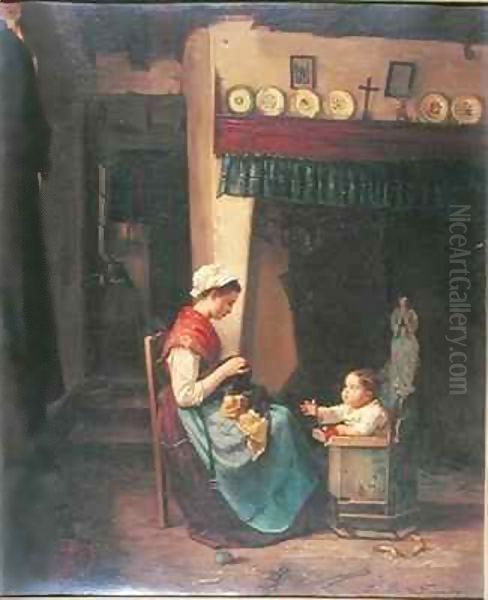 Mother and Child Oil Painting by Louise Becq de Fouquieres