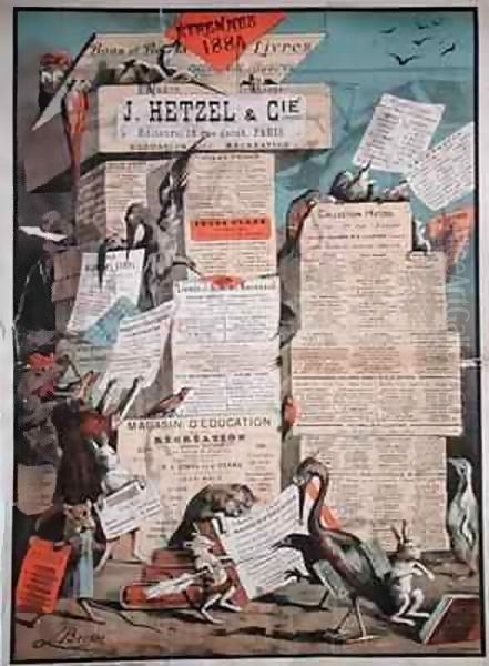 Advertisement for the publishing house Hetzel from 'Le Monde Illustre' Oil Painting by Leon Becker