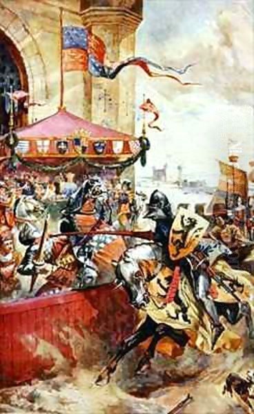 A Joust on Tower Bridge Oil Painting by Richard Beavis