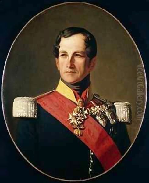 Portrait of Leopold I (1790-1865) of Saxe-Cobourg-Gotha in the Uniform of a Cuirassier Oil Painting by Polydore Beaufaux