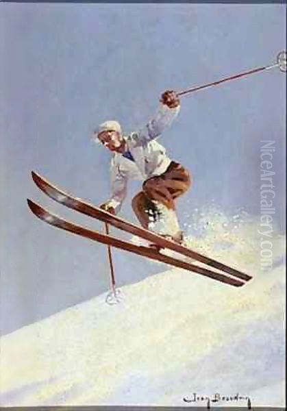 A Skier Oil Painting by Jean Beaudoin