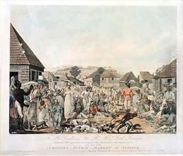 Negroes Sunday Market at Antigua Oil Painting by W.E. Beastall