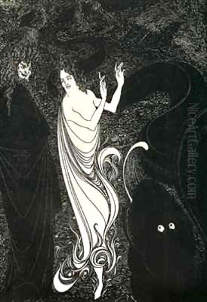 Third tableau illustration for Das Rheingold Oil Painting by Aubrey Vincent Beardsley