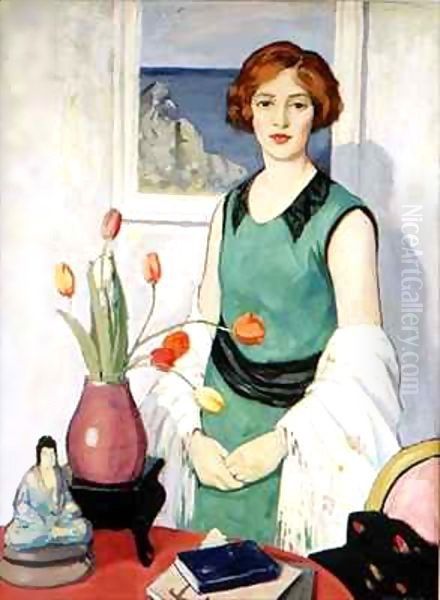 Portrait with Still Life Oil Painting by George Telfer Bear