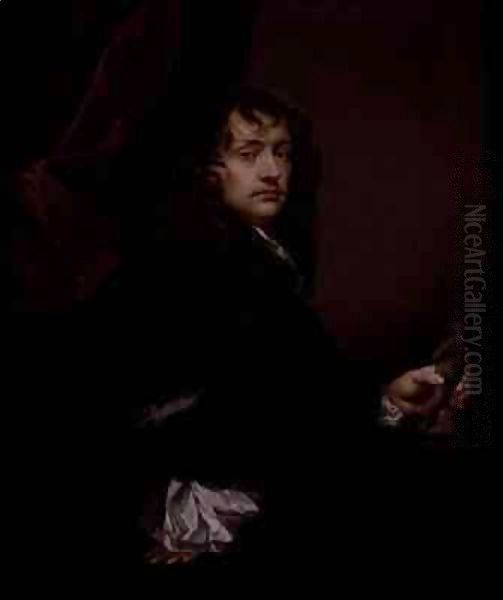 Portrait of Sir Peter Lely (1618-80) Oil Painting by Charles Beale