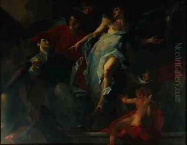 St. Thomas surrounded by angels Oil Painting by Giuseppe Bazzani