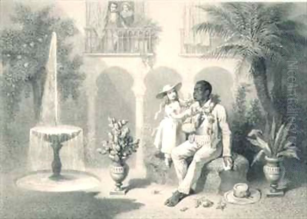 Tom and Evangeline, plate 5 from 'Uncle Tom's Cabin' Oil Painting by Adolphe Jean-Baptiste Bayot