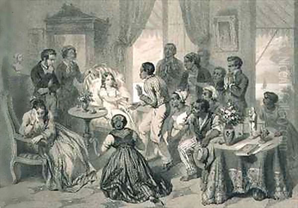 The Death of Evangeline, plate 6 from 'Uncle Tom's Cabin' Oil Painting by Adolphe Jean-Baptiste Bayot