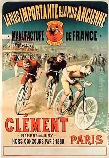 Poster advertising the cycles 'Clement' Oil Painting by Lucien Baylac