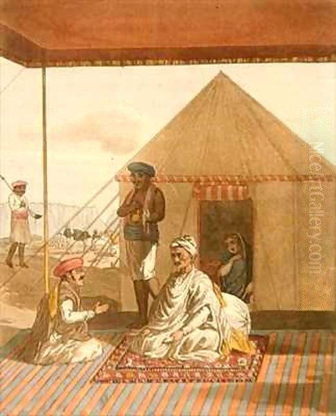 A Mahratta Pandit and his Family, from 'A Mahratta Camp' Oil Painting by Thomas Baxter