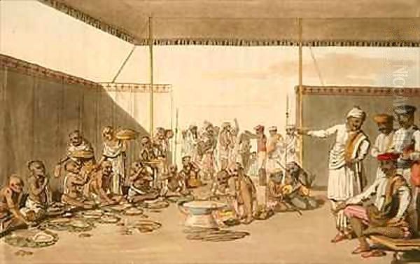 A Marratta Surdar entertaining Brahmuns Oil Painting by Thomas Baxter