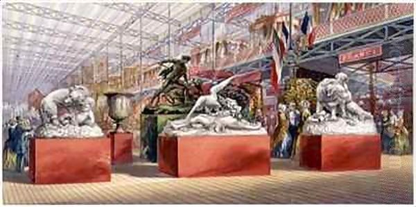 Sculptures - Interior View of the Great Exhibition Oil Painting by George Baxter