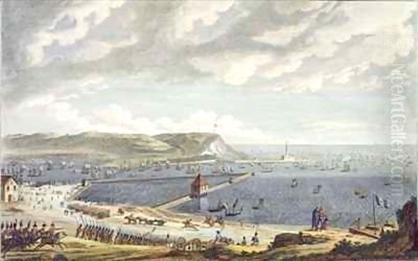 View of the Port and the Roadstead of Boulogne at the Departure of the Flotilla Oil Painting by Jean Jerome Baugean