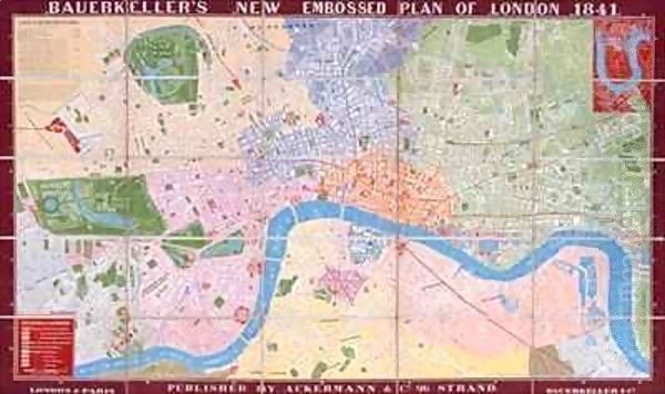 Bauerkeller's New, Embossed, Plan of London Oil Painting by George Bauerkeller