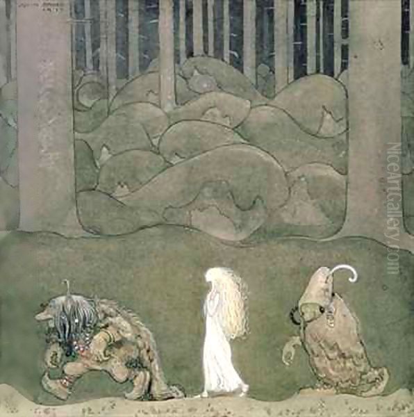 The Princess and the Trolls Oil Painting by John Bauer