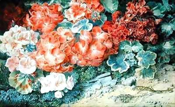 Geraniums Oil Painting by Jessey Fairfax Bates