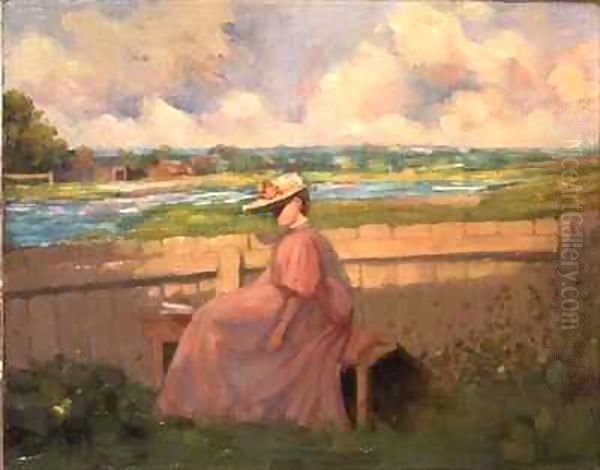 Lady in a Garden Oil Painting by Frederick Davenport Bates