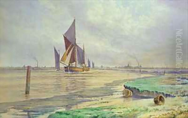 With Wind and Tide, Braydon Water Oil Painting by S.J. Batchelder