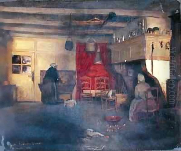 Peasant Interior at Damvilliers Oil Painting by Emile Bastien-Lepage