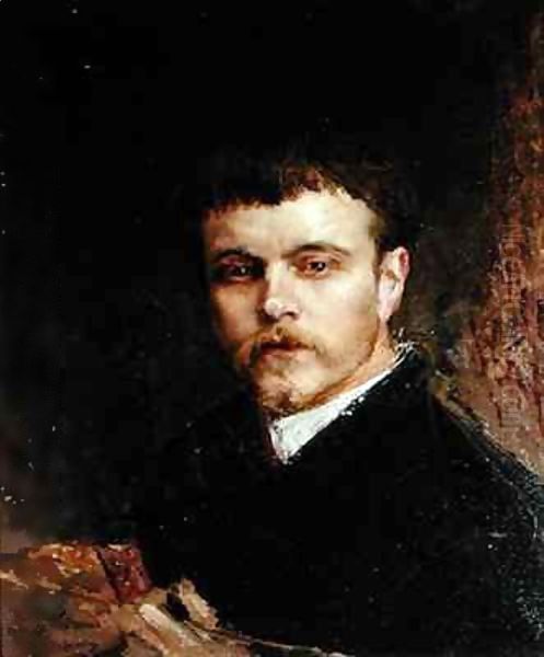 Self portrait of the artist as a young man Oil Painting by Emile Bastien-Lepage