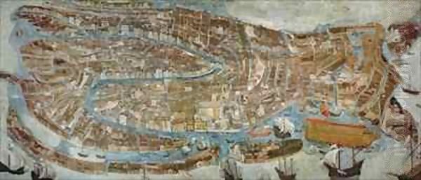 Map of Venice Oil Painting by G. Barzenti