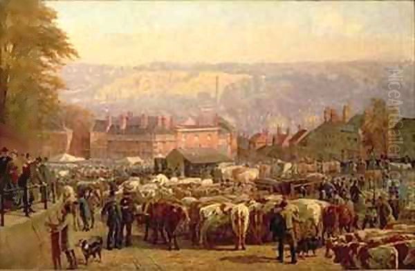 The Hill at Norwich on Market Day Oil Painting by Frederick Bacon Barwell