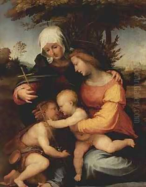 Madonna and Child St.Elizabeth and the infant St.John the Baptist Oil Painting by Fra (Baccio della Porta) Bartolommeo