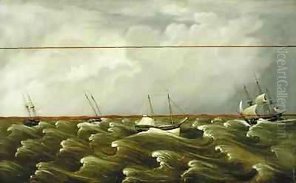 The Great Gale of 1846, Fireboard Oil Painting by William Thompson Bartoll