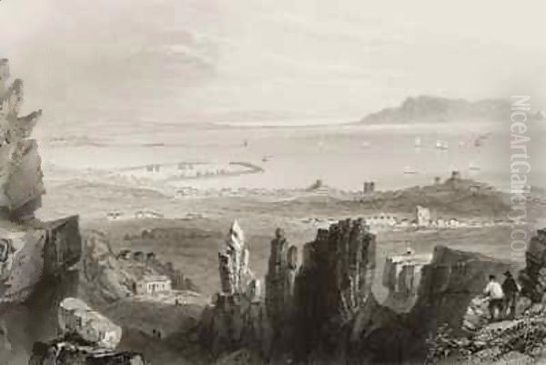 Dublin Bay from Kingstown Quarries Oil Painting by William Henry Bartlett