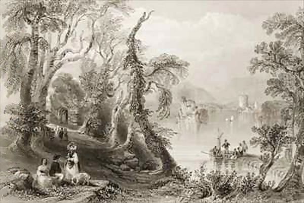 Innisfallen, Killarney Lake, County Killarney Oil Painting by William Henry Bartlett