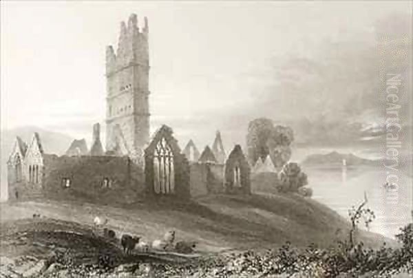 Moyne Abbey, County Mayo, Ireland Oil Painting by William Henry Bartlett