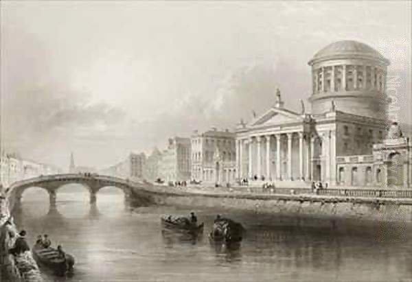 The Four Courts, Dublin Oil Painting by William Henry Bartlett