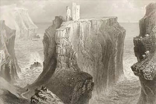 Dunseverick Castle, County Antrim, Northern Ireland Oil Painting by William Henry Bartlett