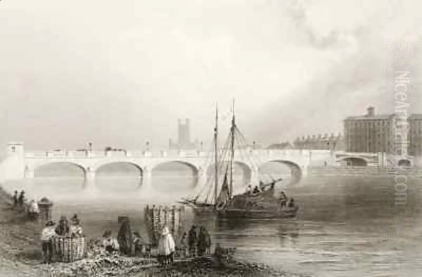 Wellesley Bridge, Limerick, Ireland Oil Painting by William Henry Bartlett