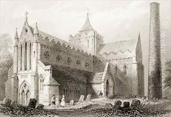 St. Canice's Cathedral, Kilkenny, County Kilkenny, Ireland Oil Painting by William Henry Bartlett