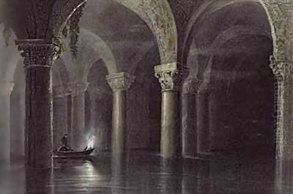 Yere Batan Serai (The Cisterns) Istanbul Oil Painting by William Henry Bartlett