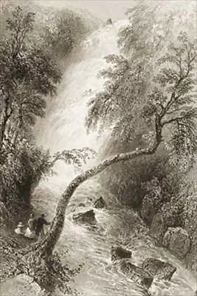 Turc Waterfall, County Killarney, Ireland Oil Painting by William Henry Bartlett